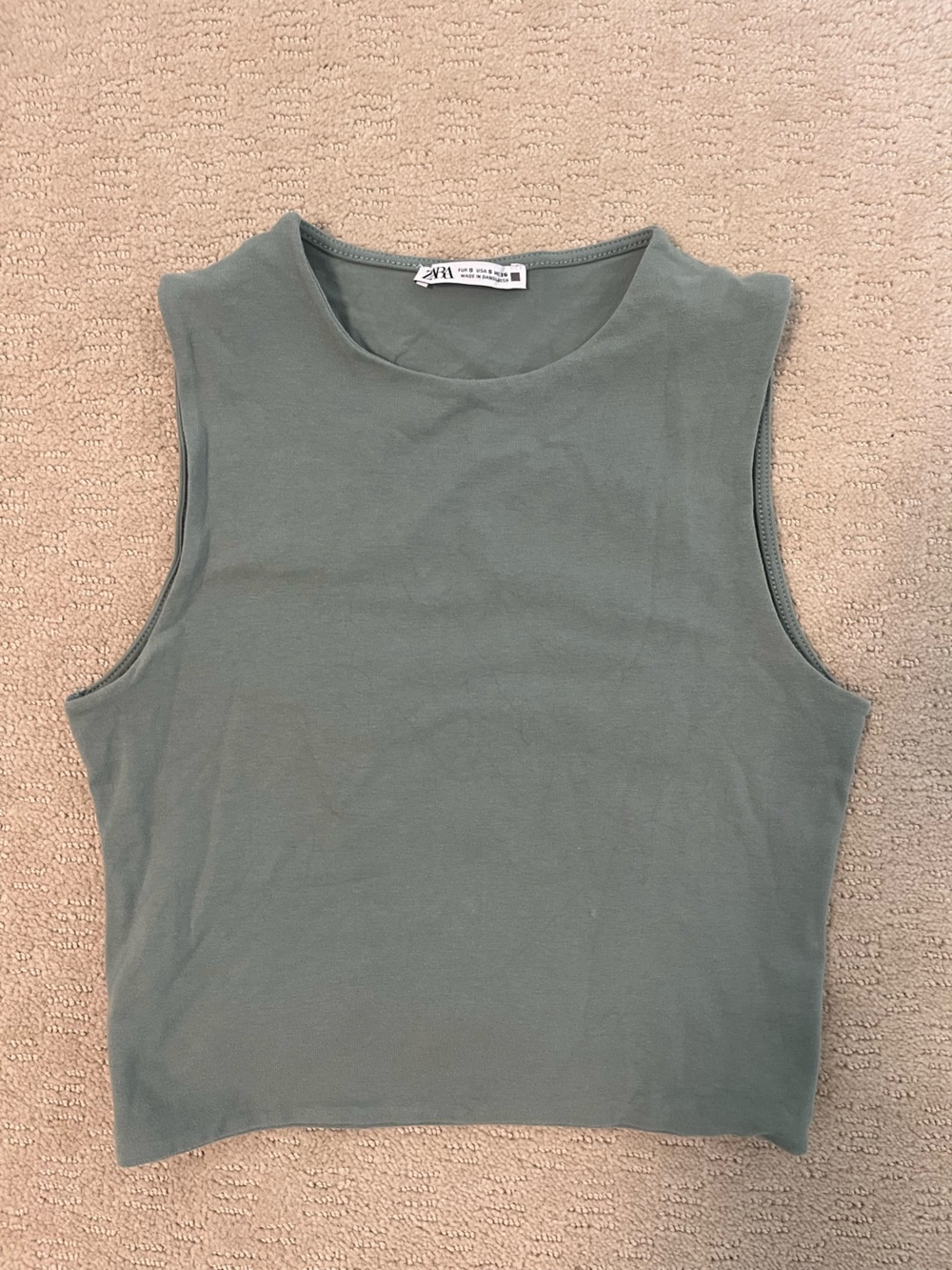 Zara Sleeveless Scoop Neck Tank Top - Sage Green